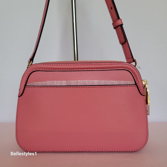 MICHAEL KORS Houston Large Crossgrain Leather Crossbody-Tea Rose color🎈⭐$138. - Picture 7 of 16